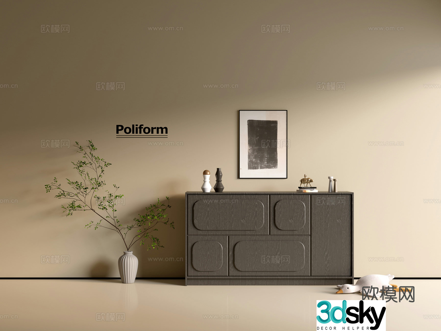 Modern wood grain cabinet ins wind minimalist wind cabinet whole cabinet sideboard balcony cabinet storage 3D model