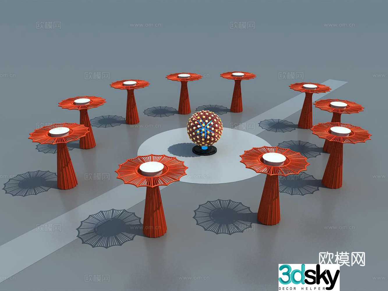 Modern Cultural Park Square Sculpture 3D Model