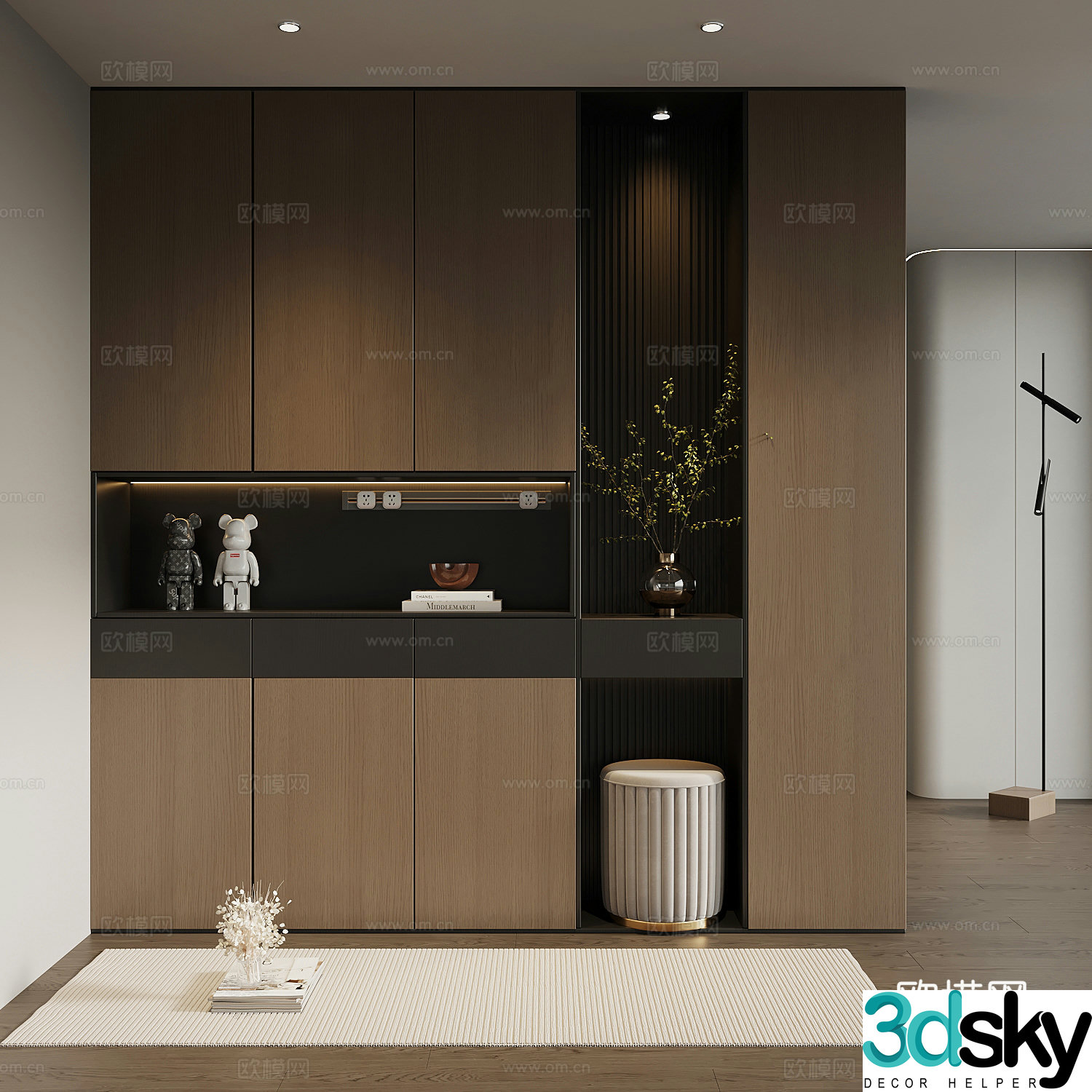 Shoe cabinet Italian minimalist porch cabinet entrance shoe cabinet entrance porch background 3D model