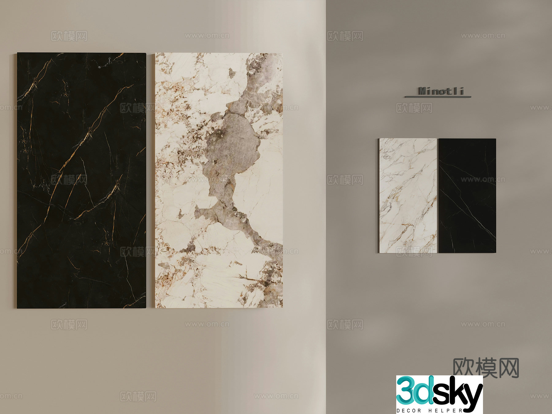 Modern translucent stone background wall 3d model