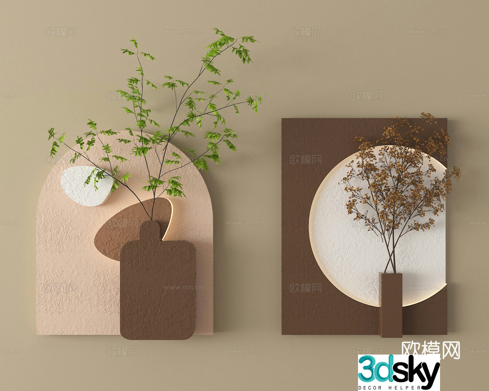 Three-dimensional wall decoration green plant hanging decoration 3D model