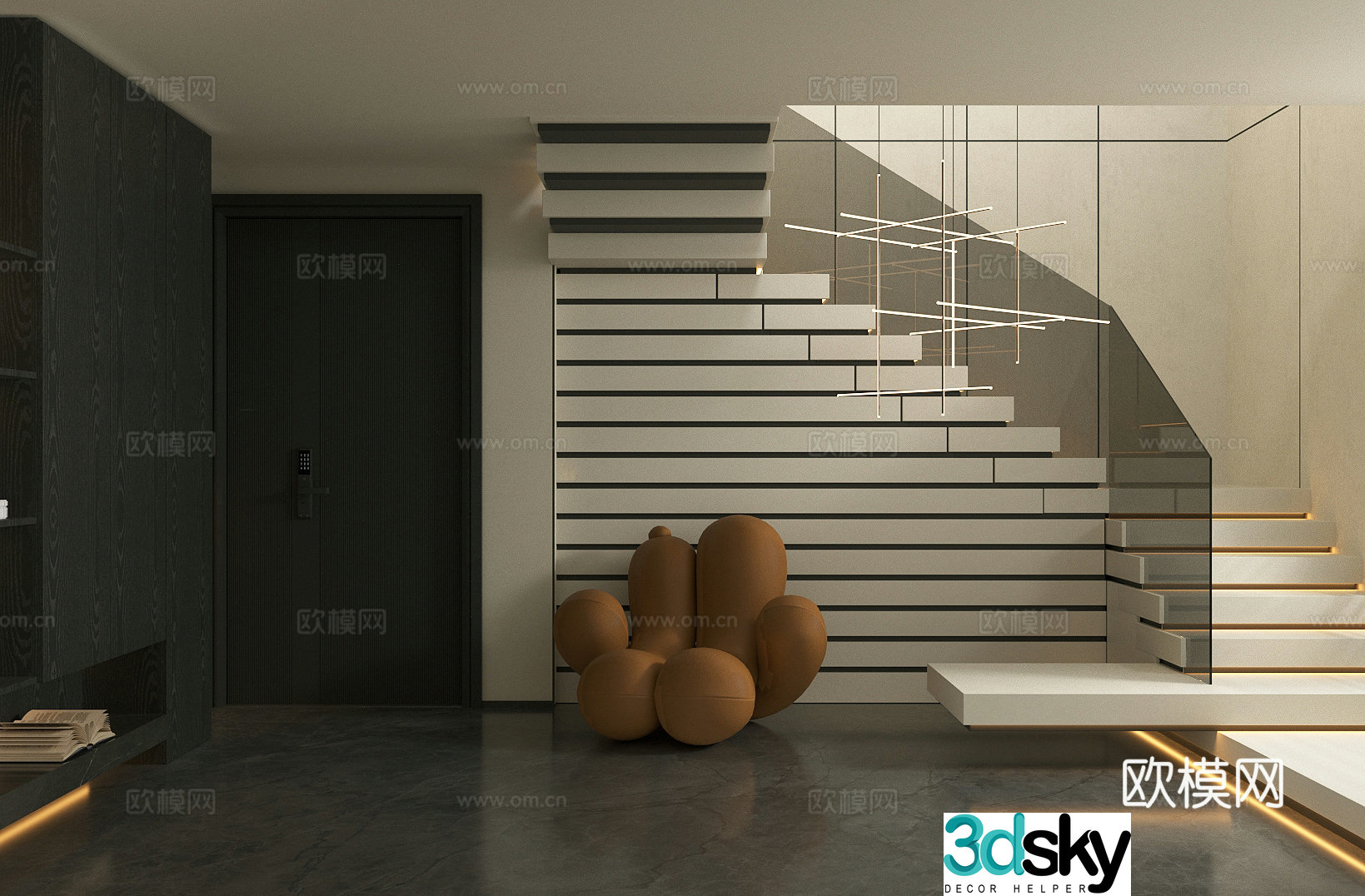 Modern stair landscape basement landscape sketch entrance entrance landscaping stairwell end view 3D model