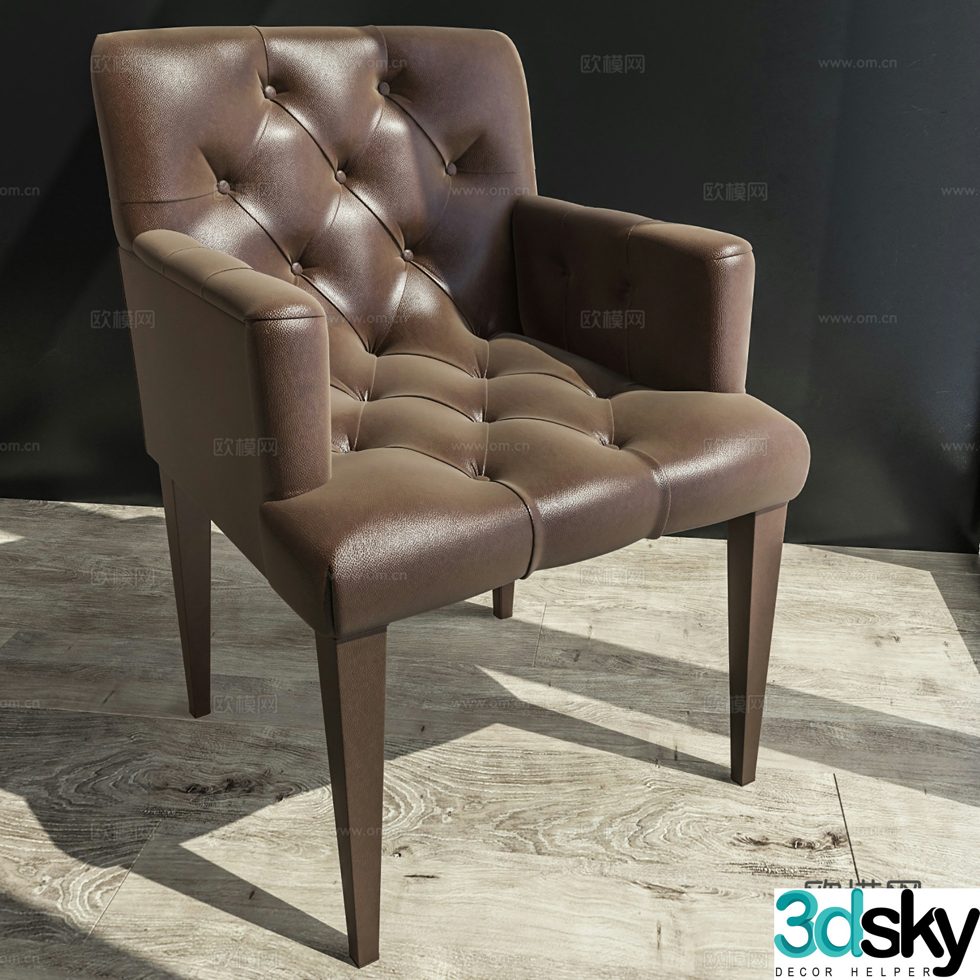 European casual chair leather chair dining chair single chair 3d model