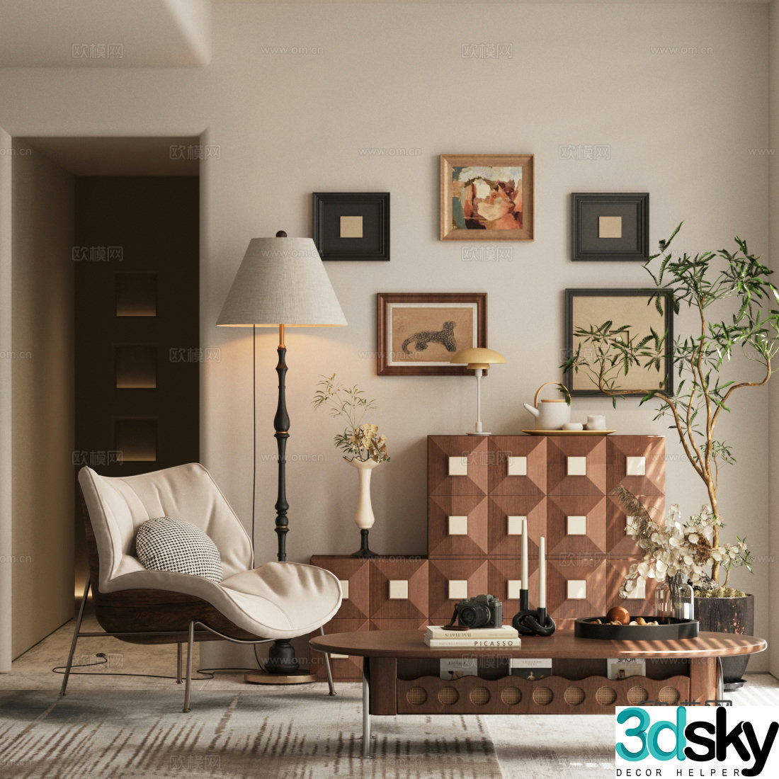 Retro style chest of cabinets retro style entrance cabinets decorative cabinets side cabinets Song’s Carmen Cabinets leisure chairs 3D model