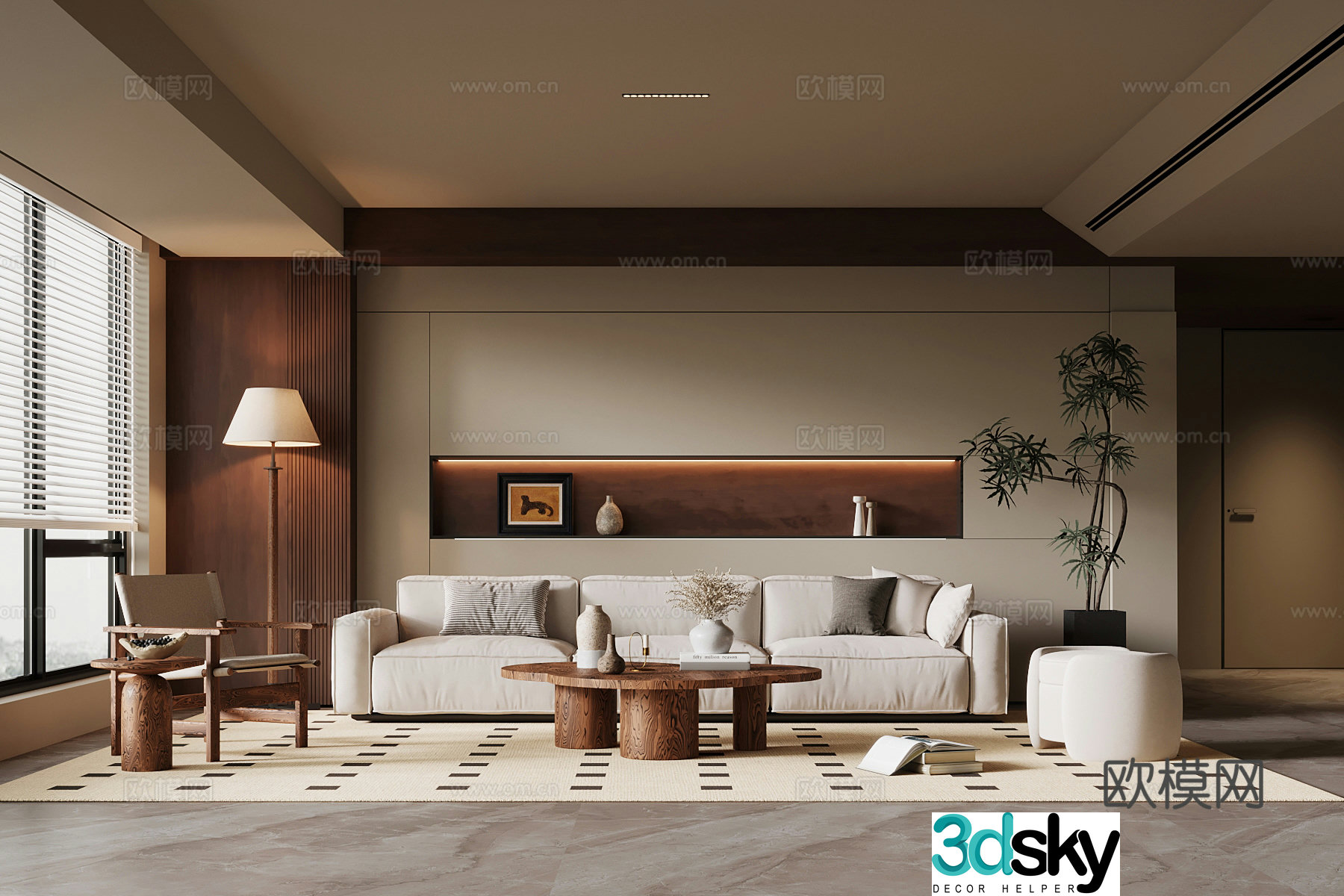 Middle-aged living room sofa silence combination 3D model