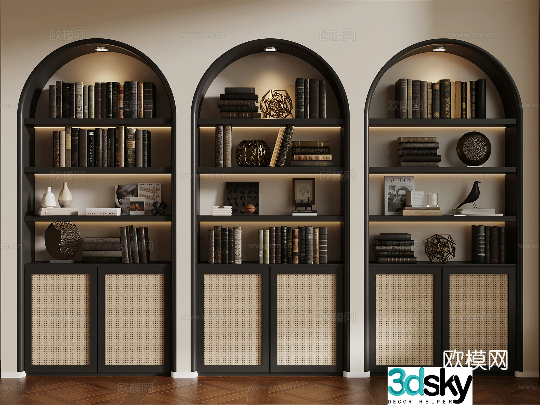 Bookcase French bookcase shelf 3D model