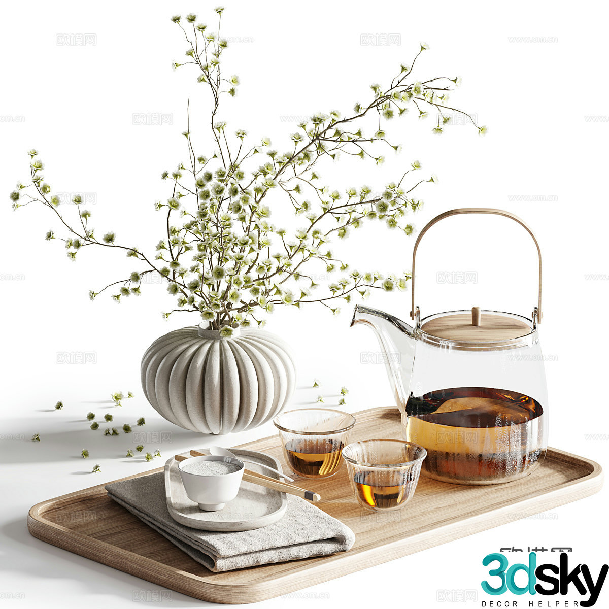 Modern teapot tea set kettle vase tea set ornament 3d model
