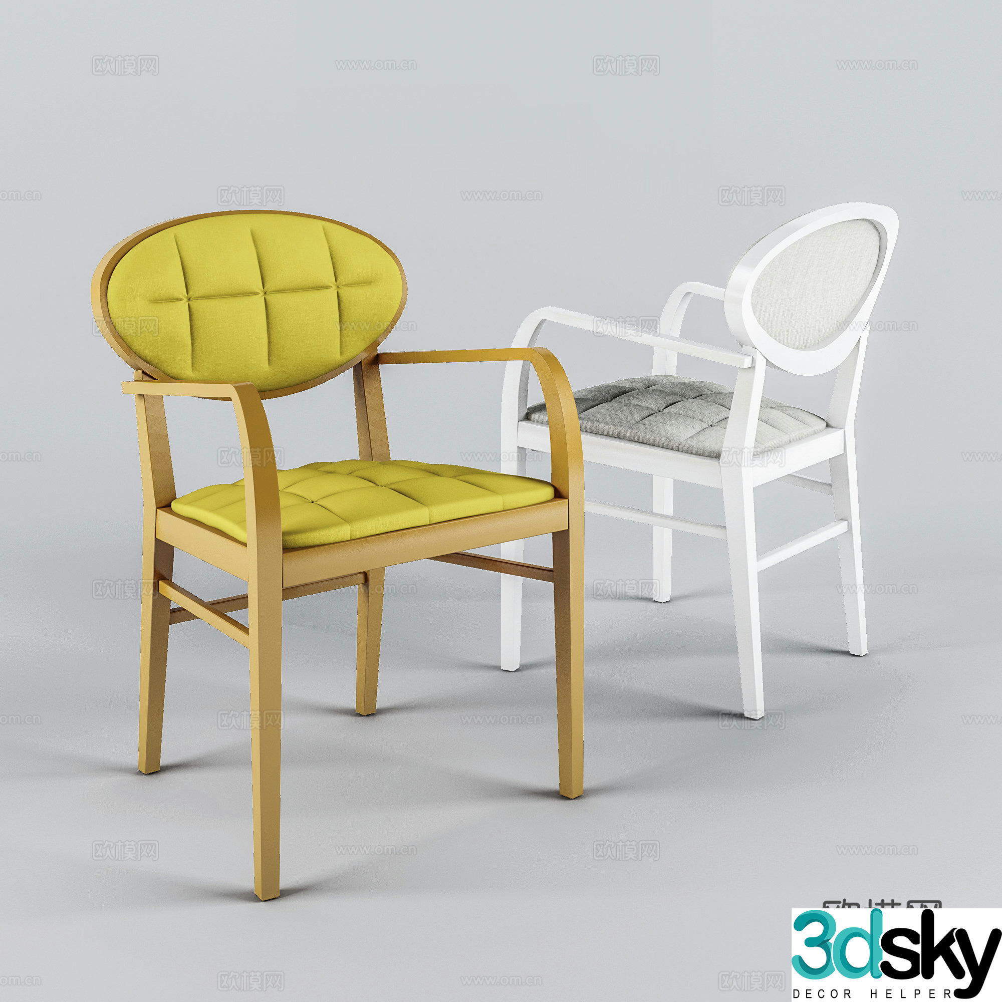 Modern leisure chair wooden chair book chair single chair 3d model