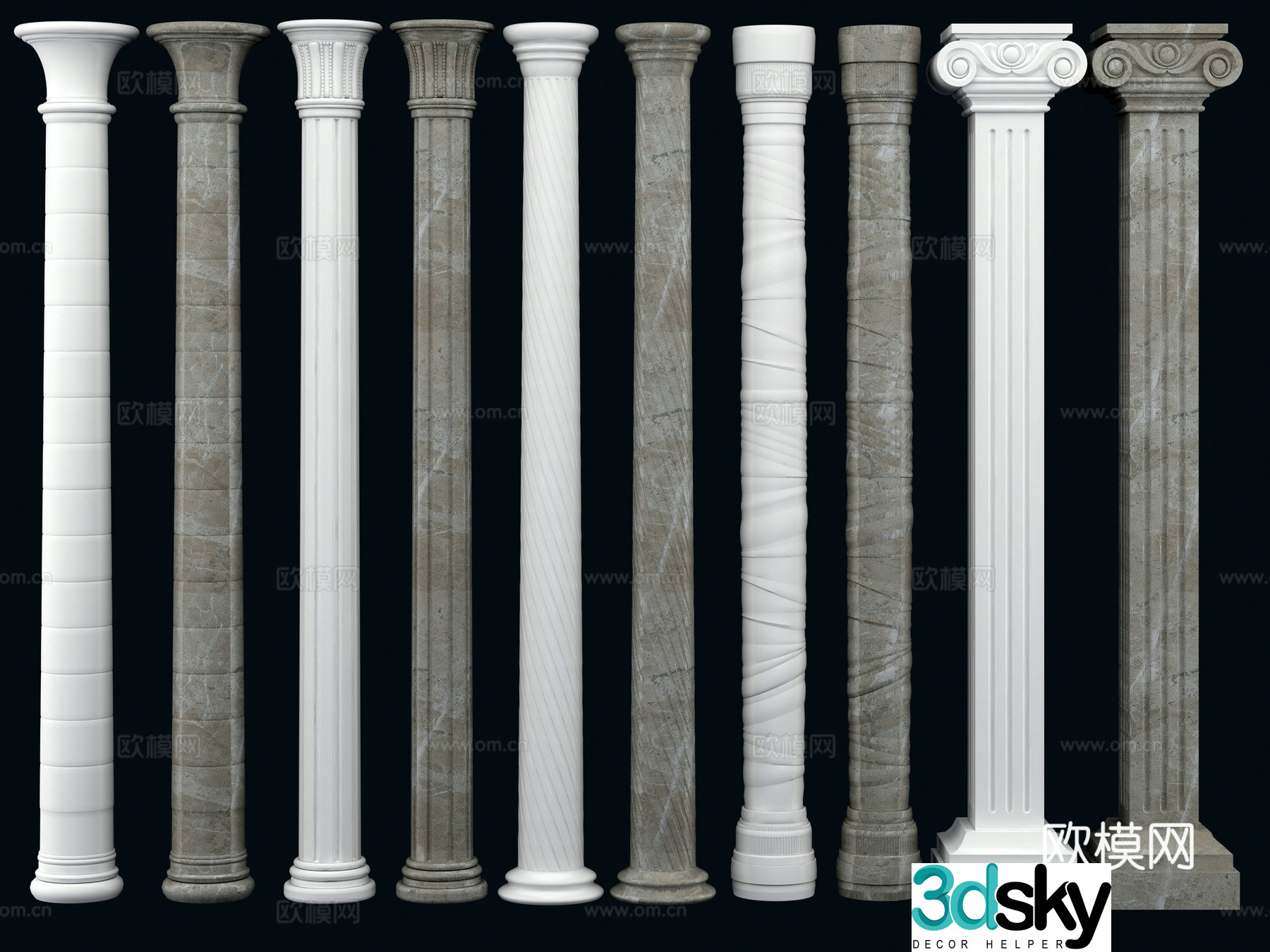 European Roman column 3D model