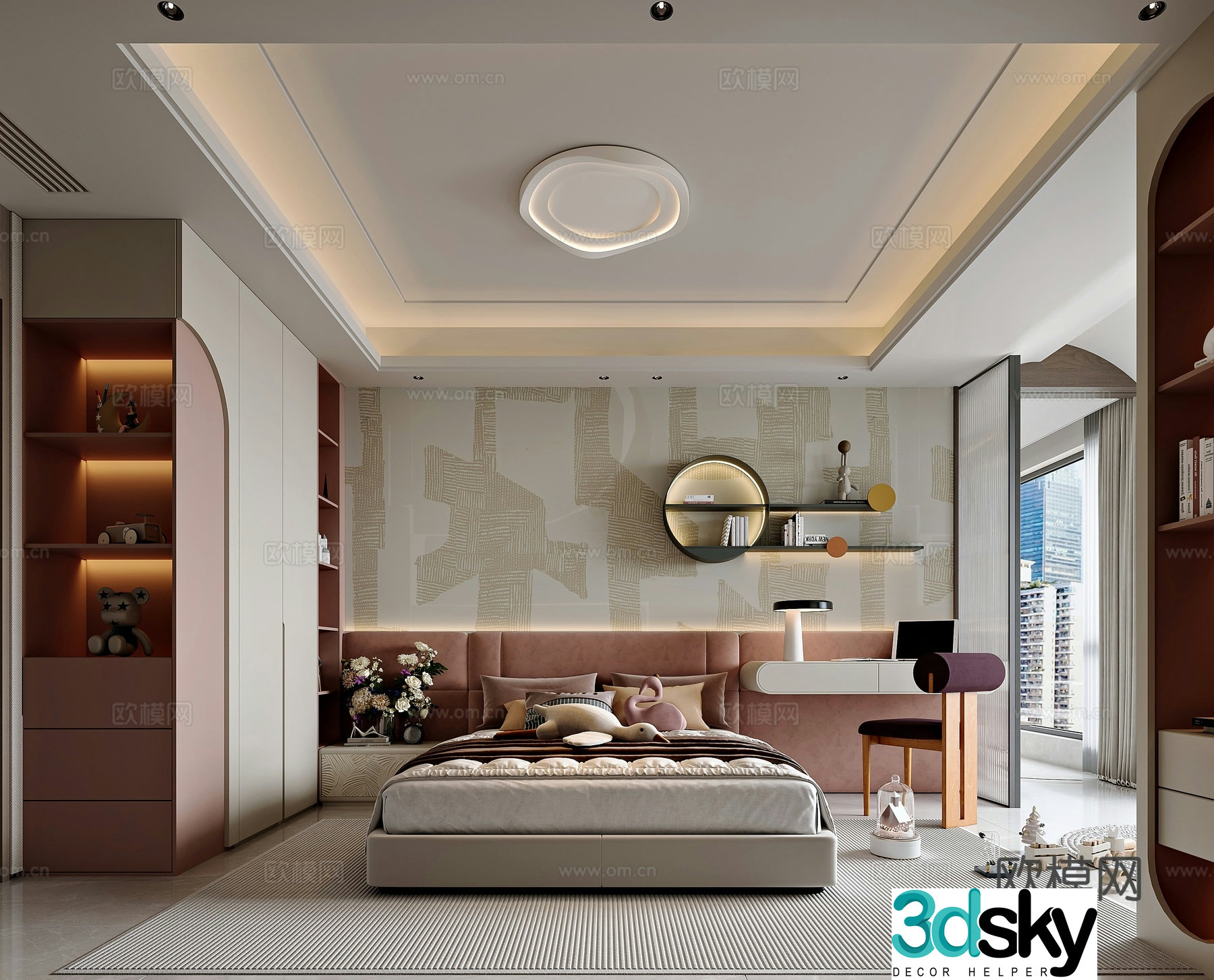 Modern style home bedroom girl room 3d model
