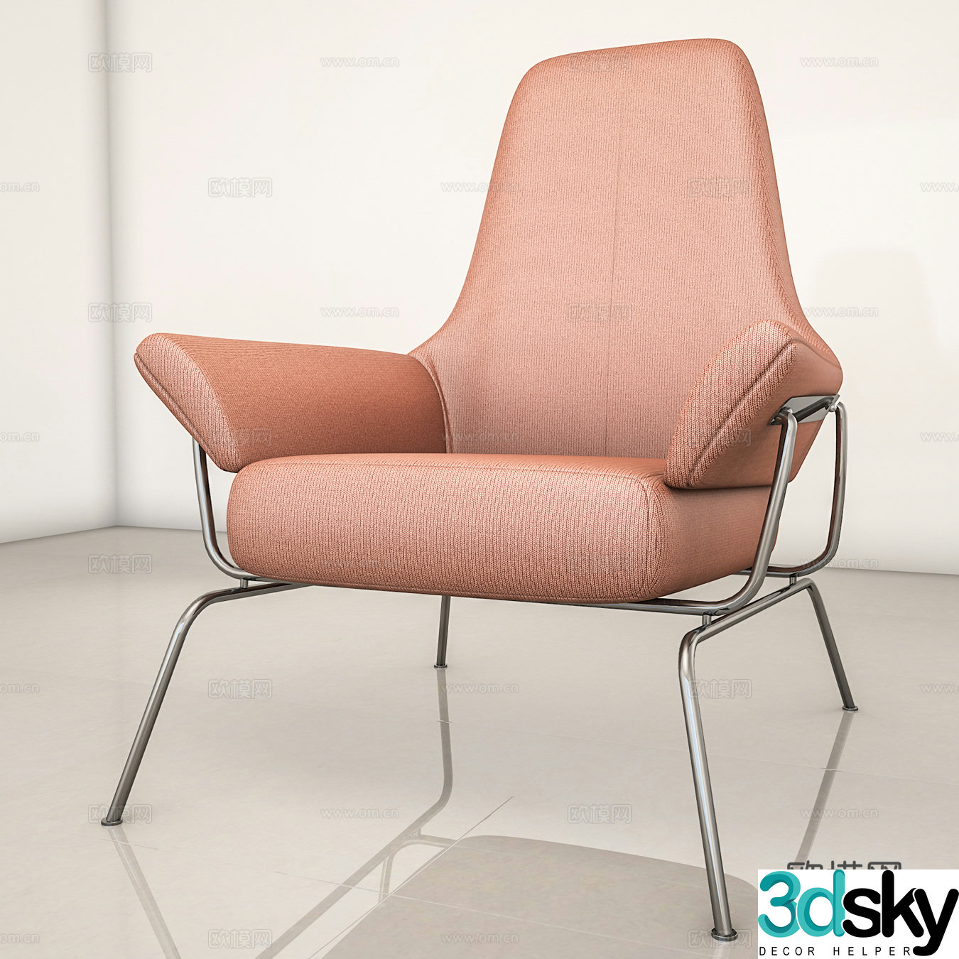 Modern leisure chair leather chair office chair single chair 3d model