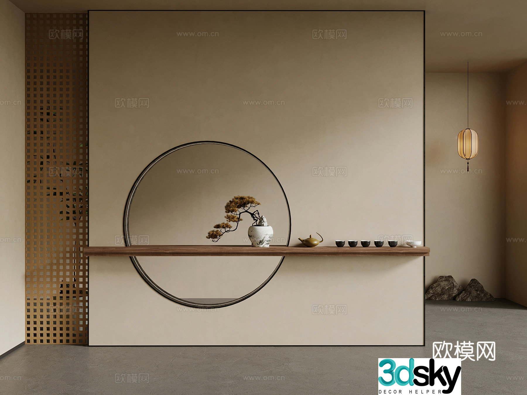 09 New Chinese style entrance partition Song family entrance 3D model