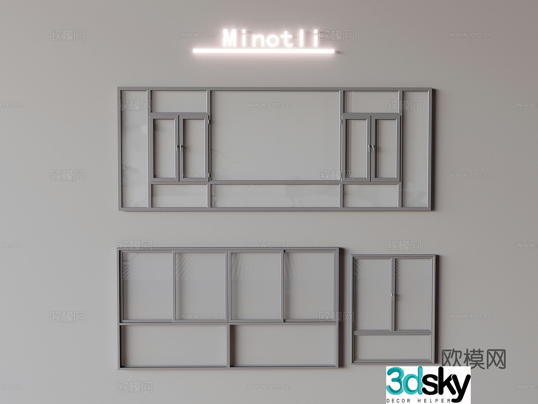 Window combination Floor to ceiling window Balcony window Broken bridge aluminum window 3D model