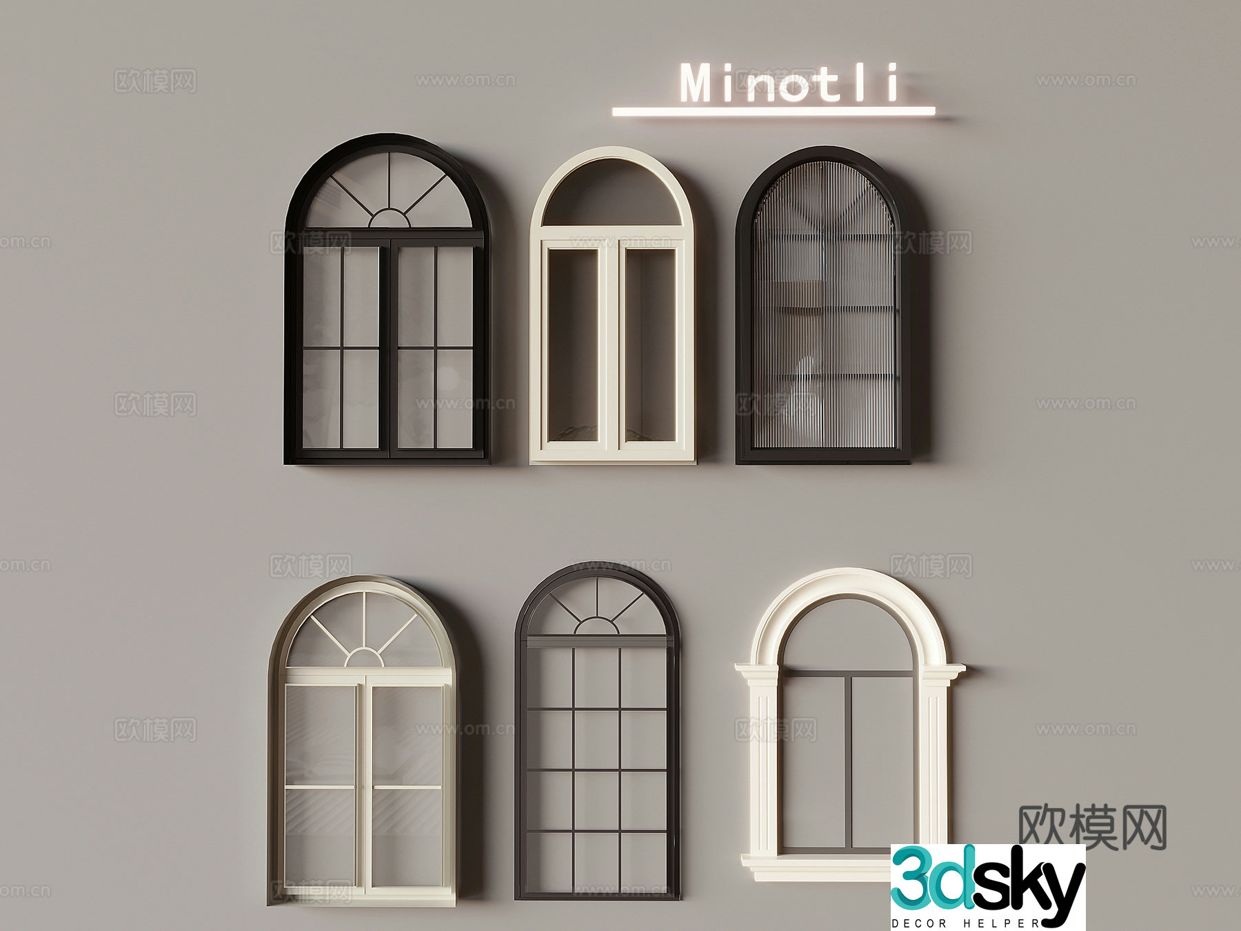 Window European style window Curved window 3D model