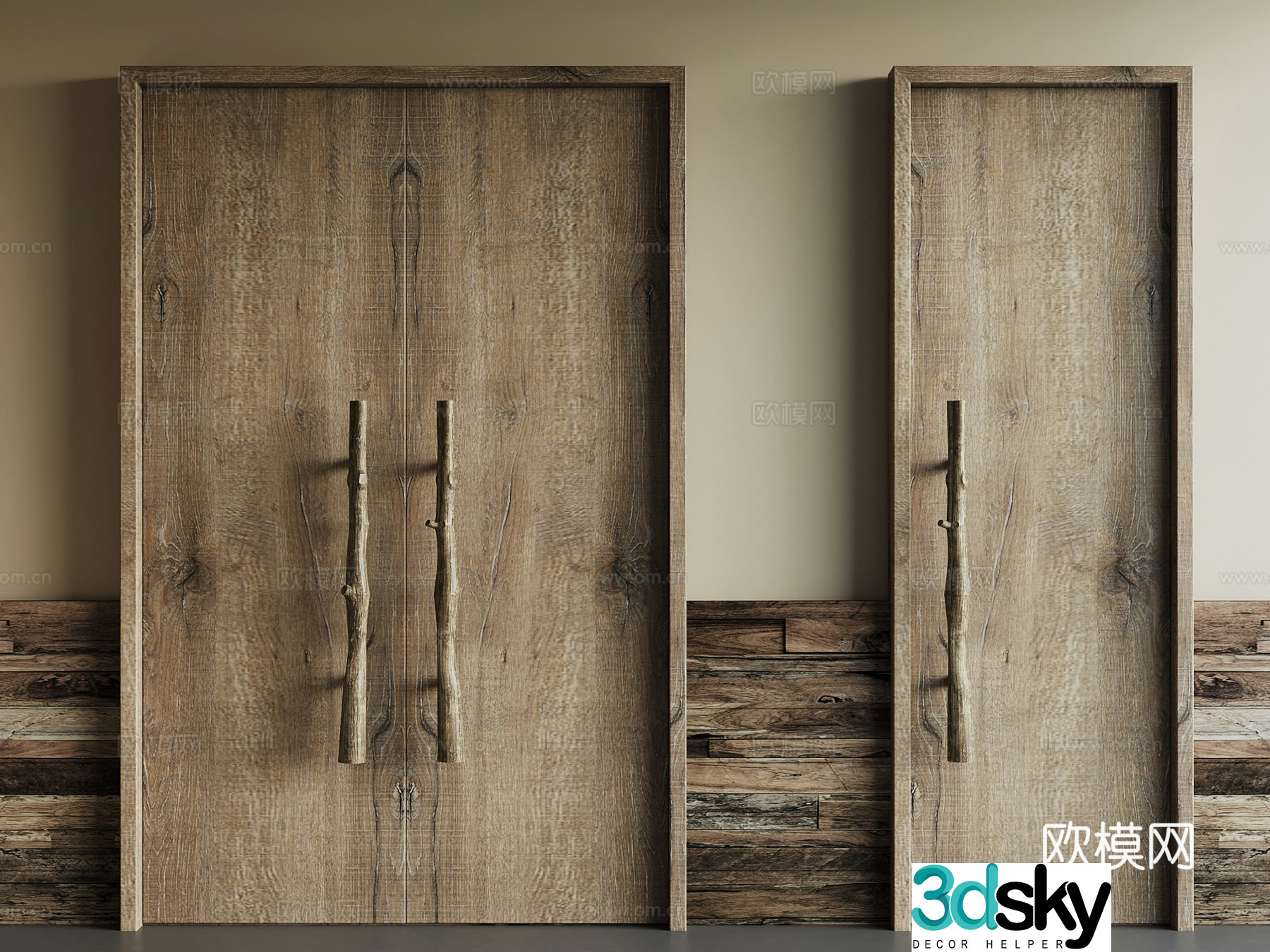 Jijifeng single-open door double-open door 3D model