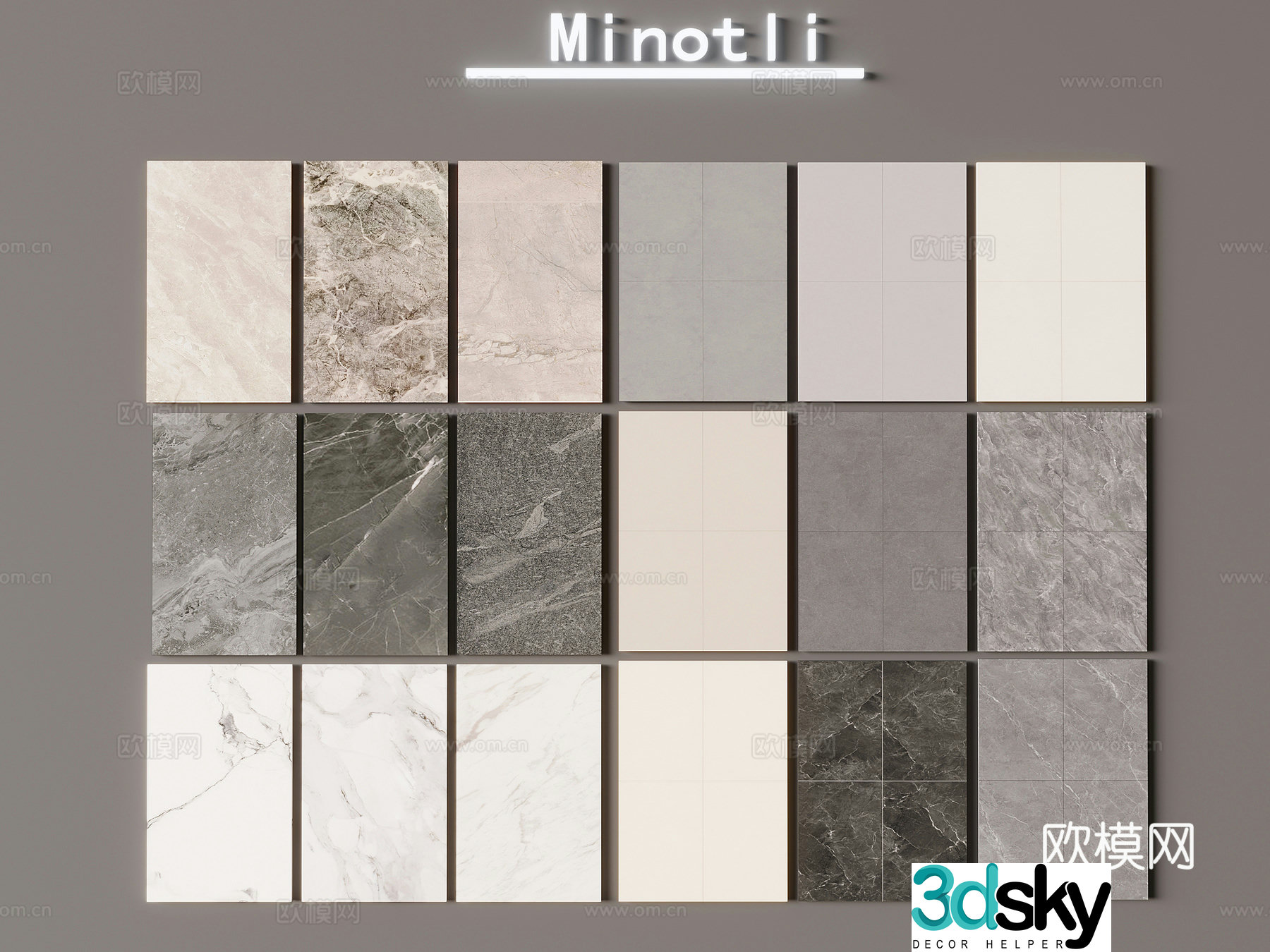 Stone wall panel Stone background board Marble slab 3d model