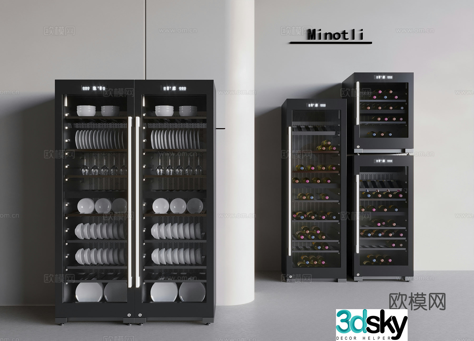 Smart disinfection cabinet bowl plate and dish disinfection cabinet constant temperature red wine cabinet constant temperature wine cabinet 3D model