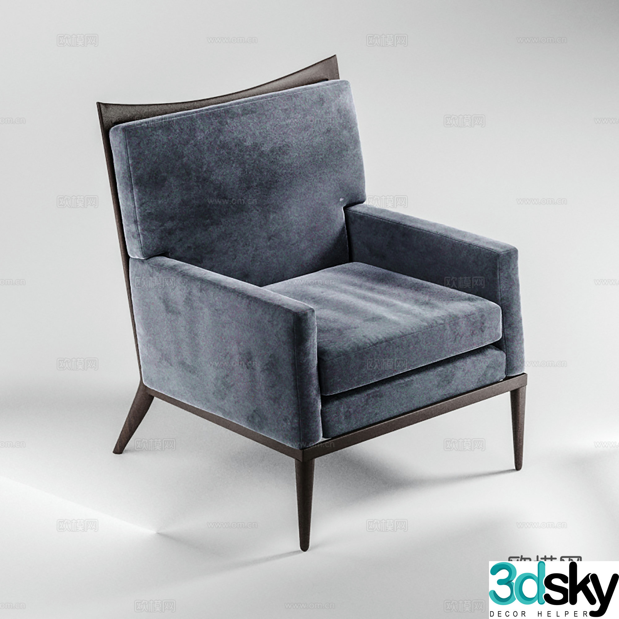 Modern leisure chair cloth chair book chair single chair 3d model