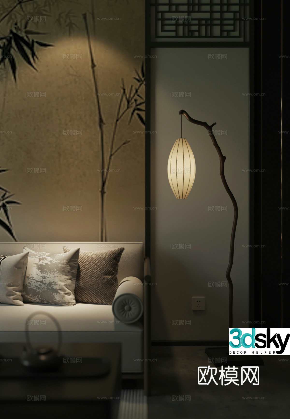 New Chinese floor lamp 3D model