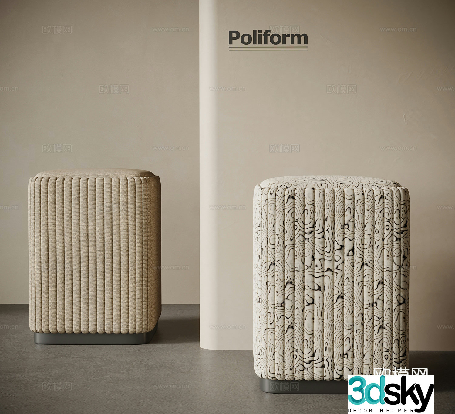 Middle-aged shoe changing stool 3D model