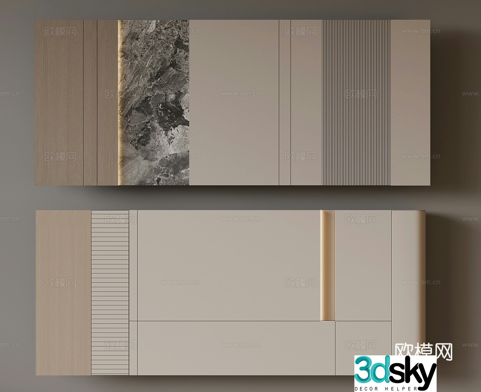 Modern sofa background wall 3d model