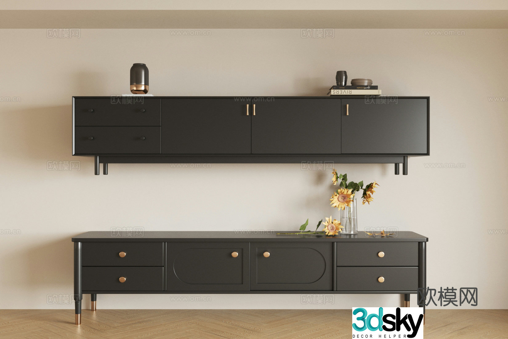 Medium style home living room Retro style living room Medium style TV cabinet Medium style decoration cabinet 3D model