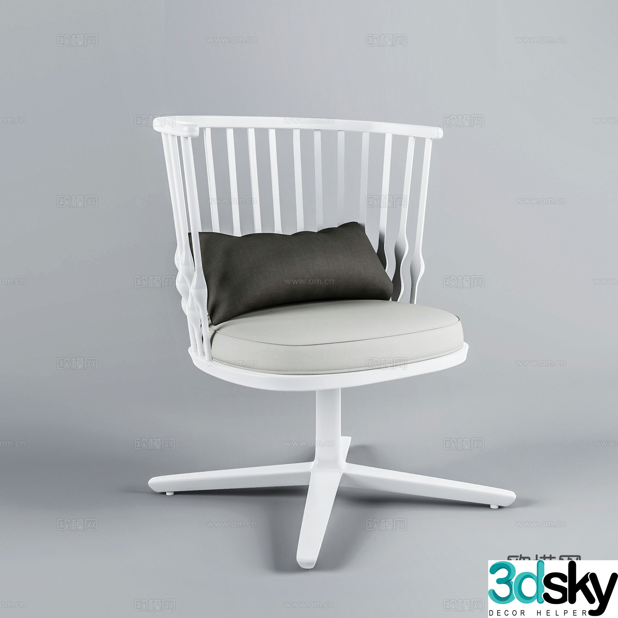 Modern casual chair Wrought iron chair Book chair Single chair 3d model