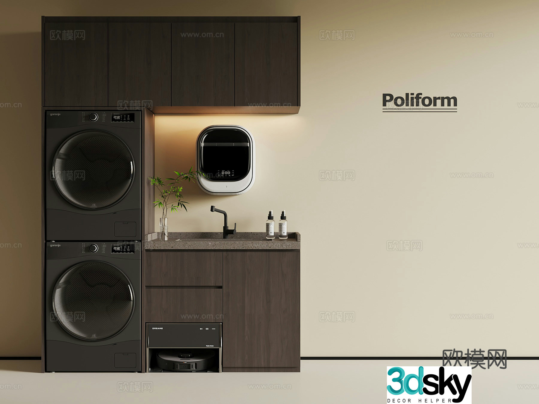 Modern washing machine cabinet sweeping robot 3d model