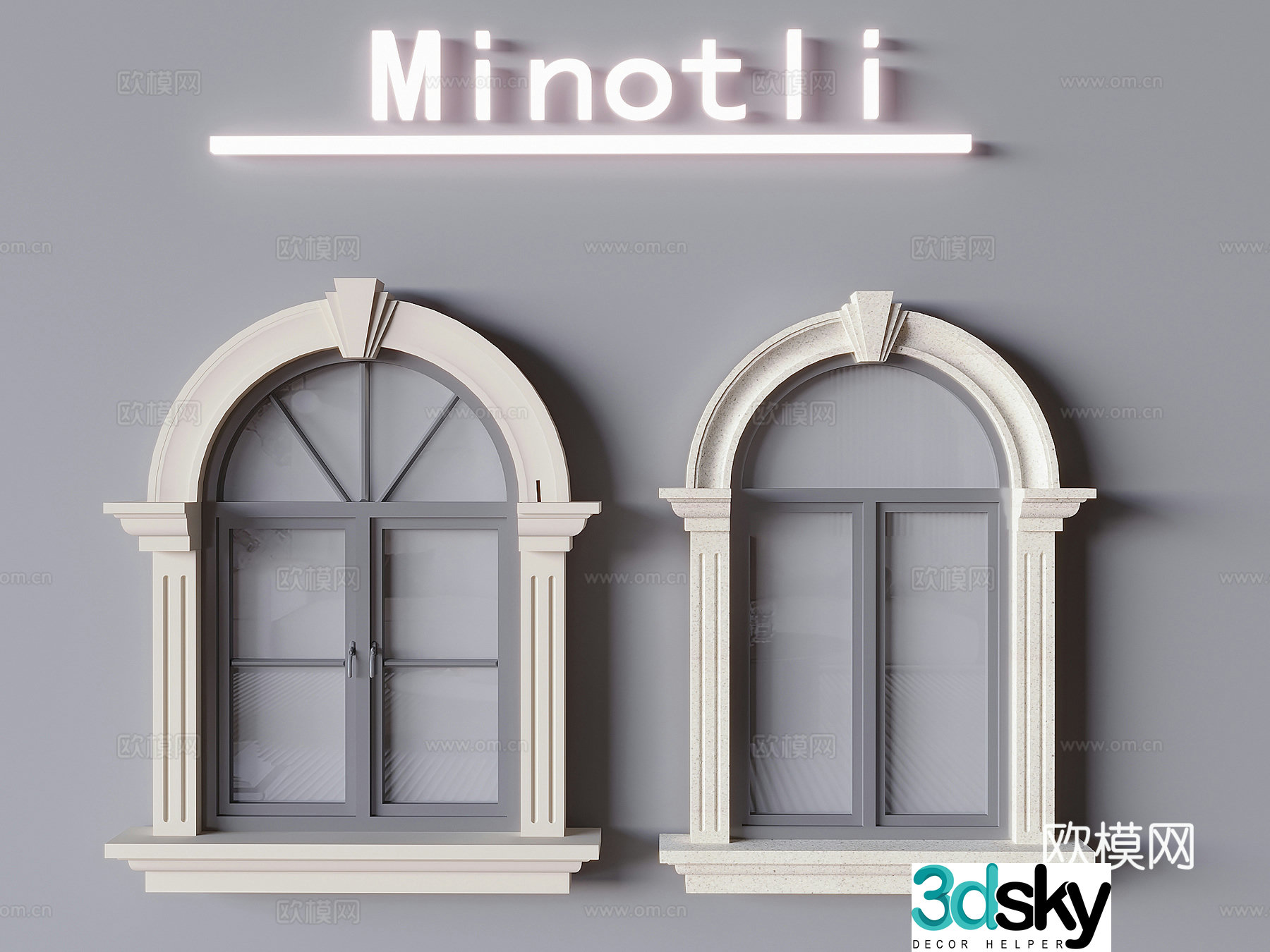 European windows French windows 3D model
