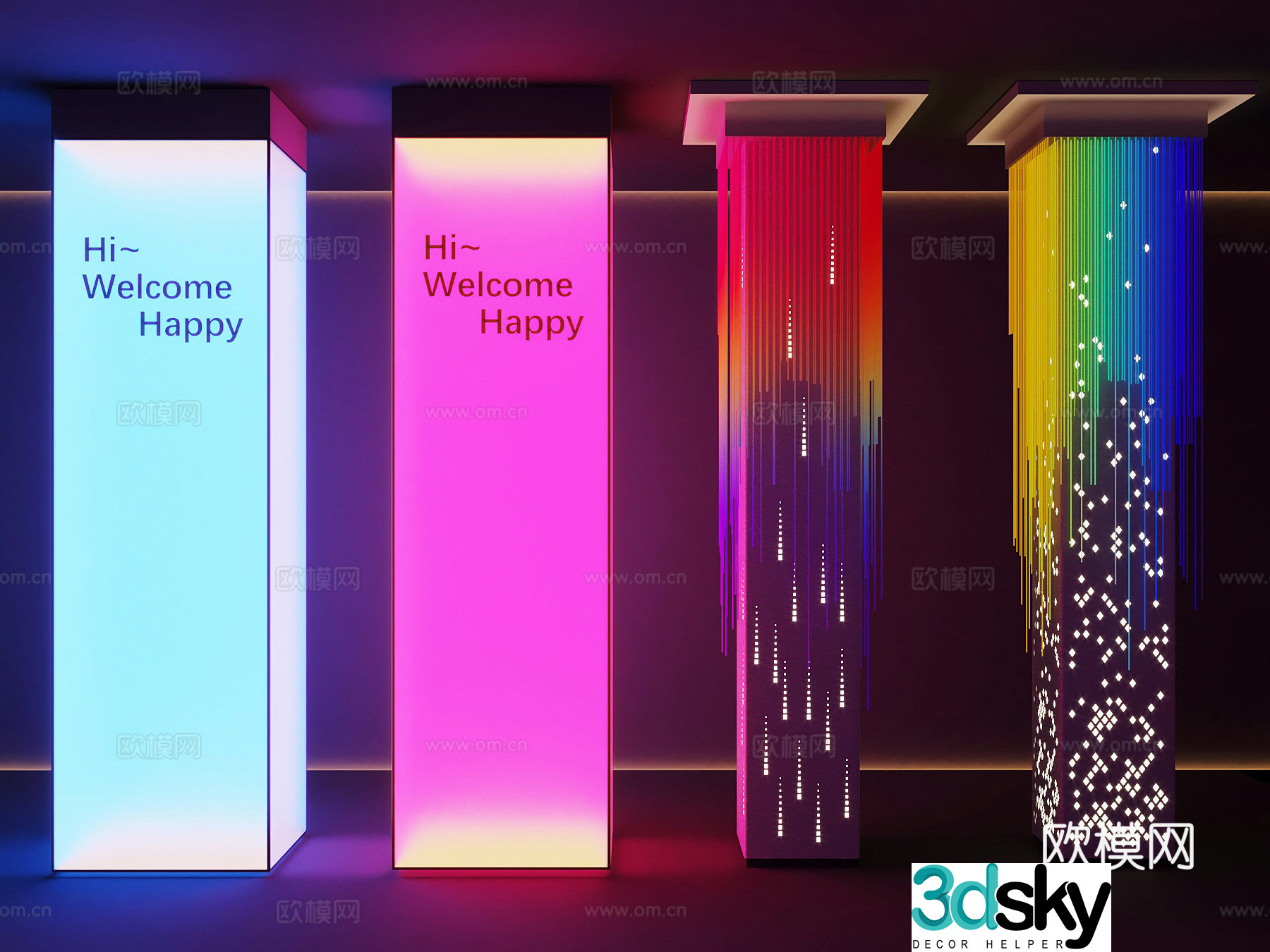 Modern light box pillar 3d model