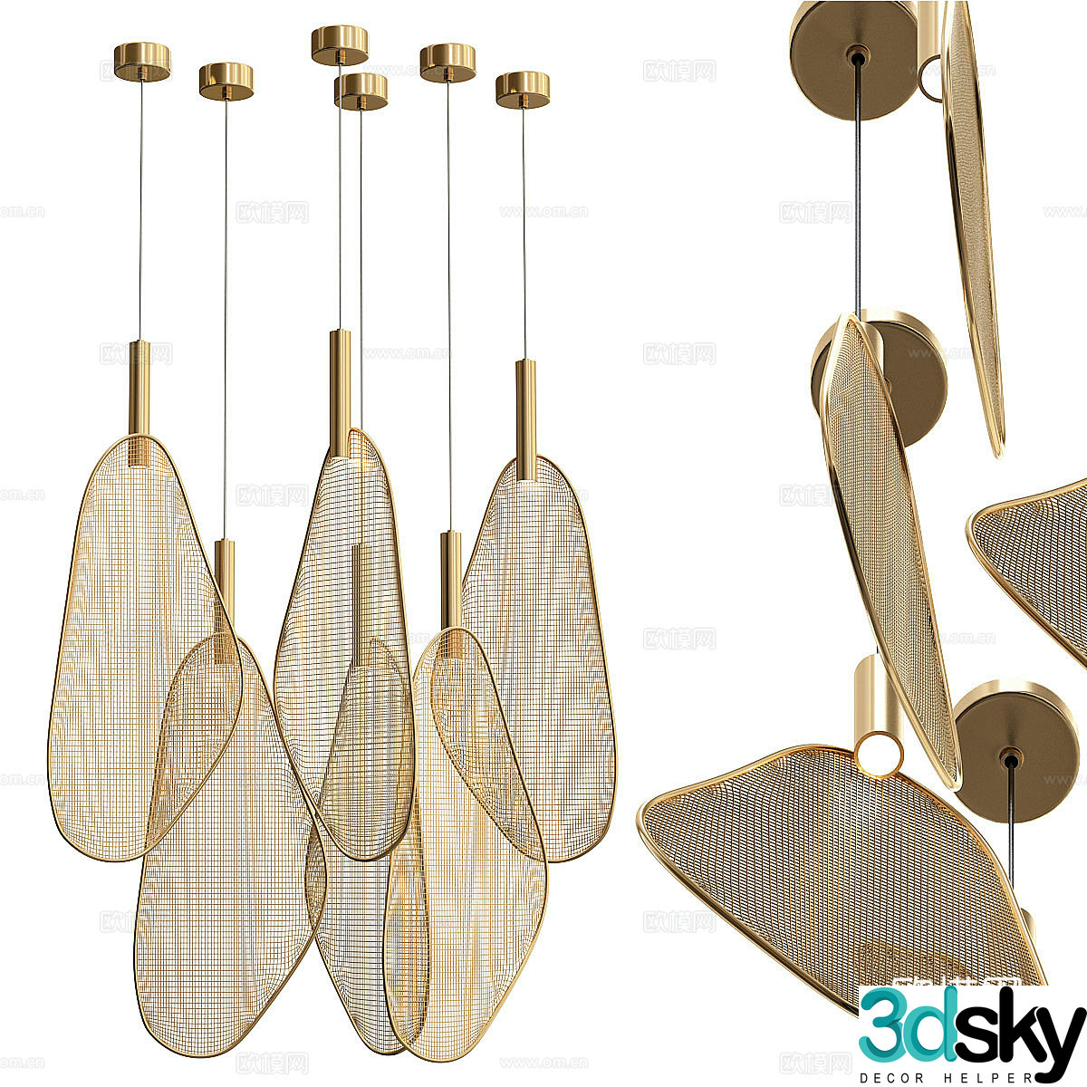 New Chinese light luxury metal chandelier 3D model