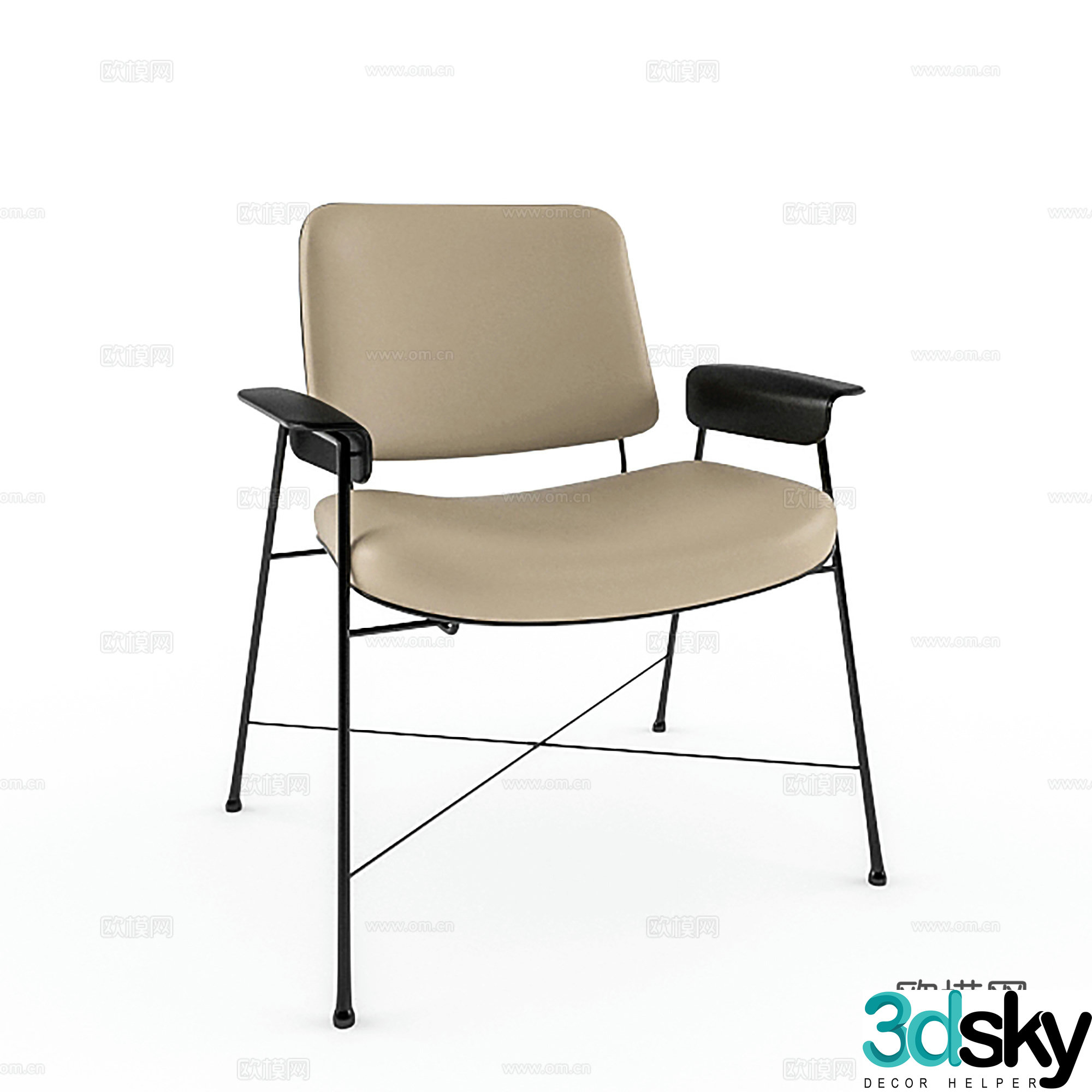 Modern casual chair leather chair dining chair single chair 3d model
