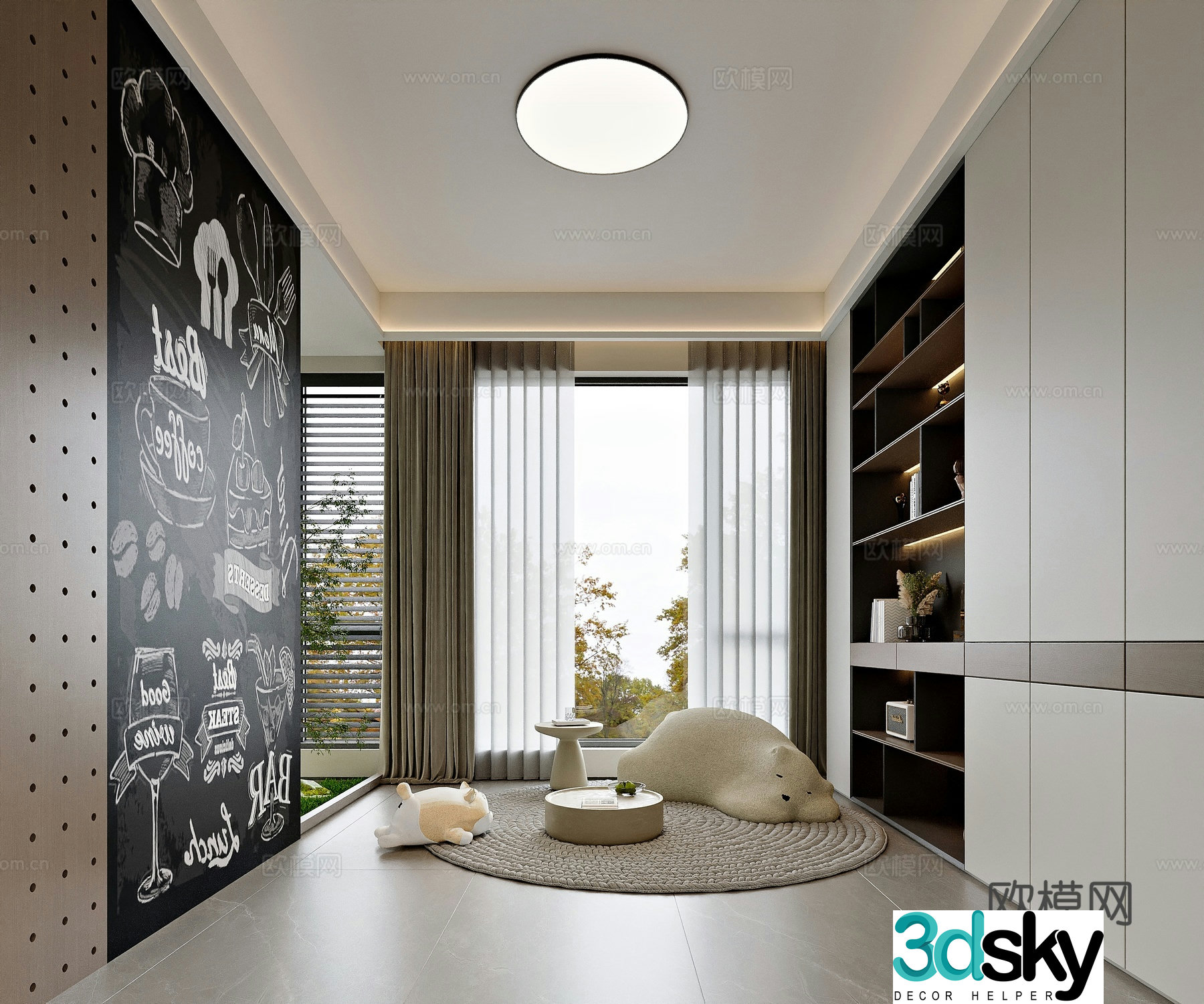 Modern style home leisure room entertainment room 3d model