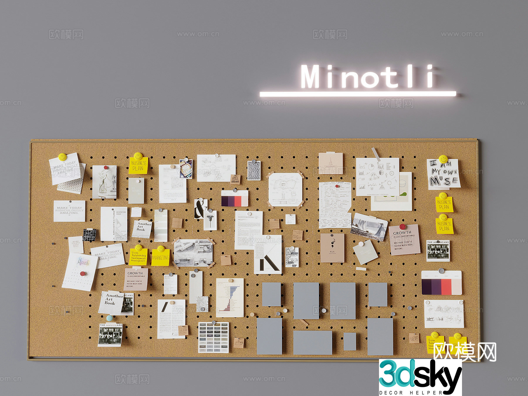 Photo wall blackboard whiteboard wall decorative board 3d model 3d model