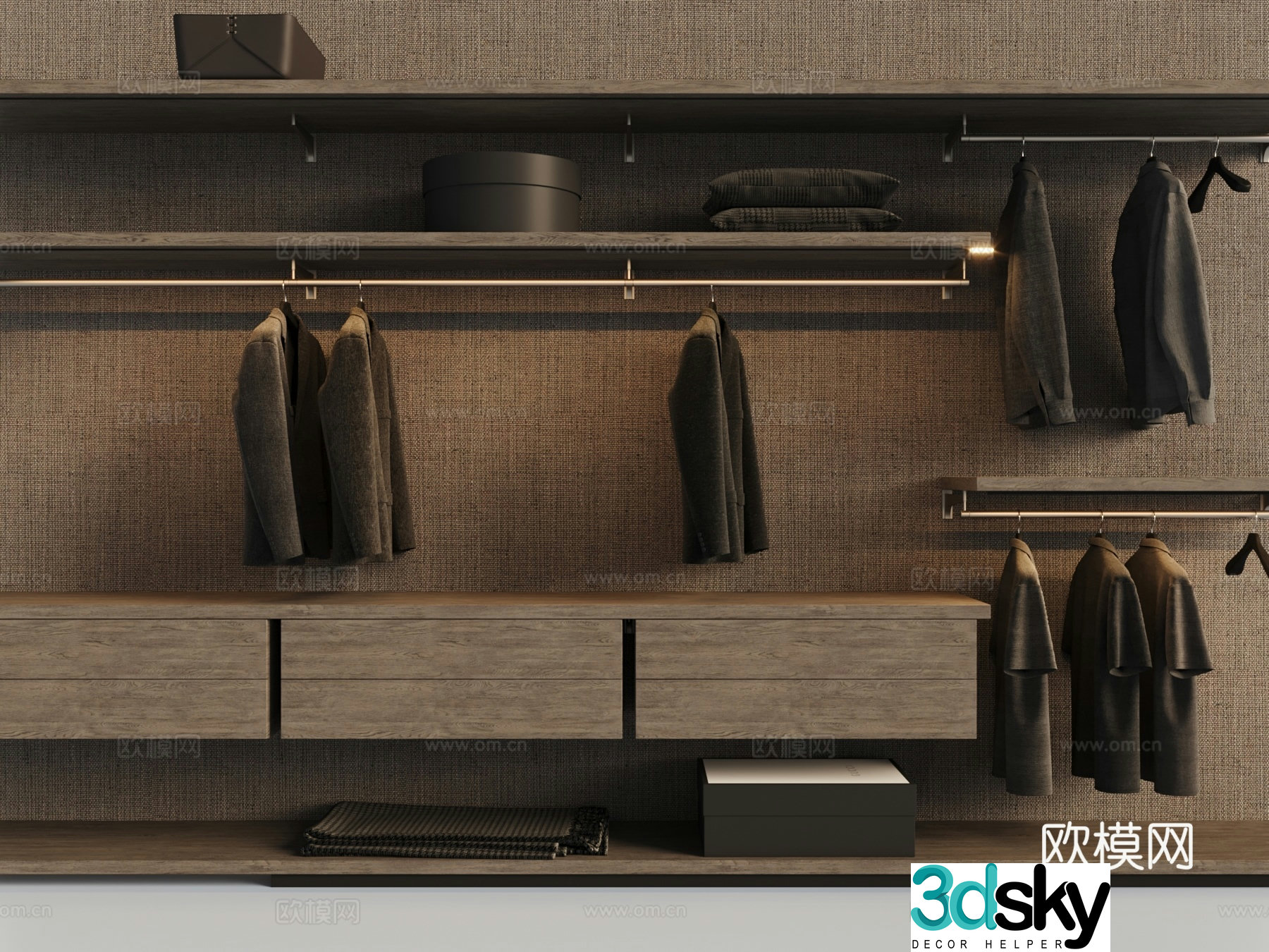 Modern open wardrobe Clothes 3d model