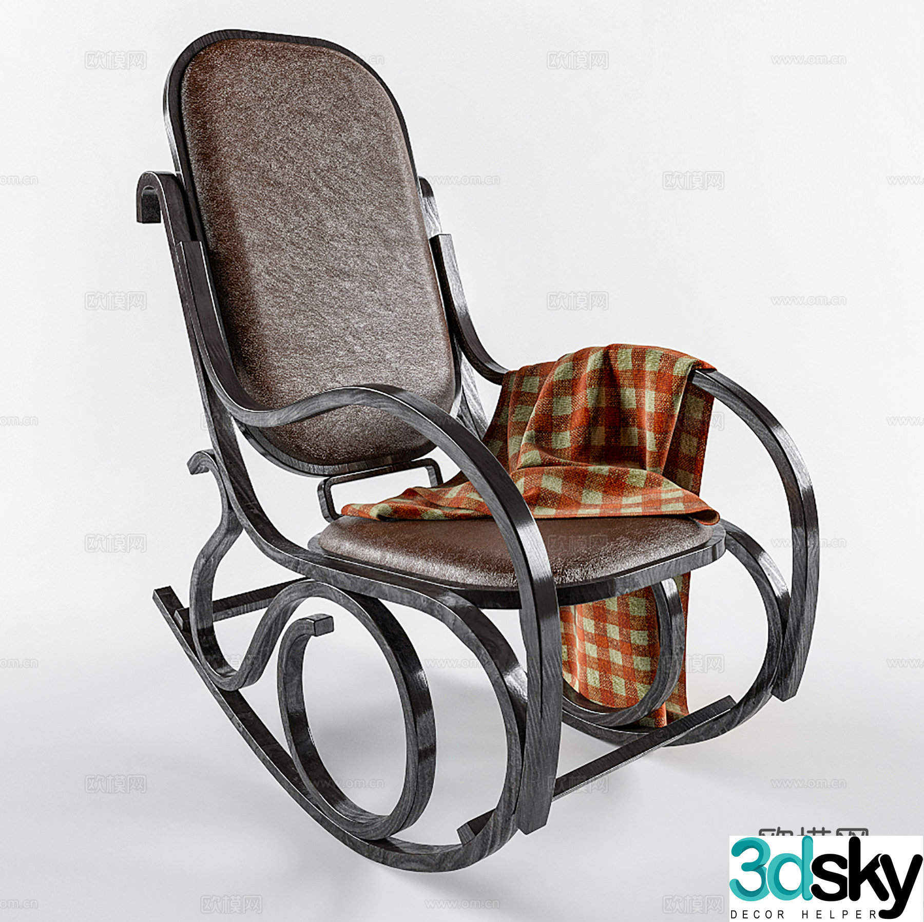 New Chinese style recliner indoor recliner rocking chair 3D model