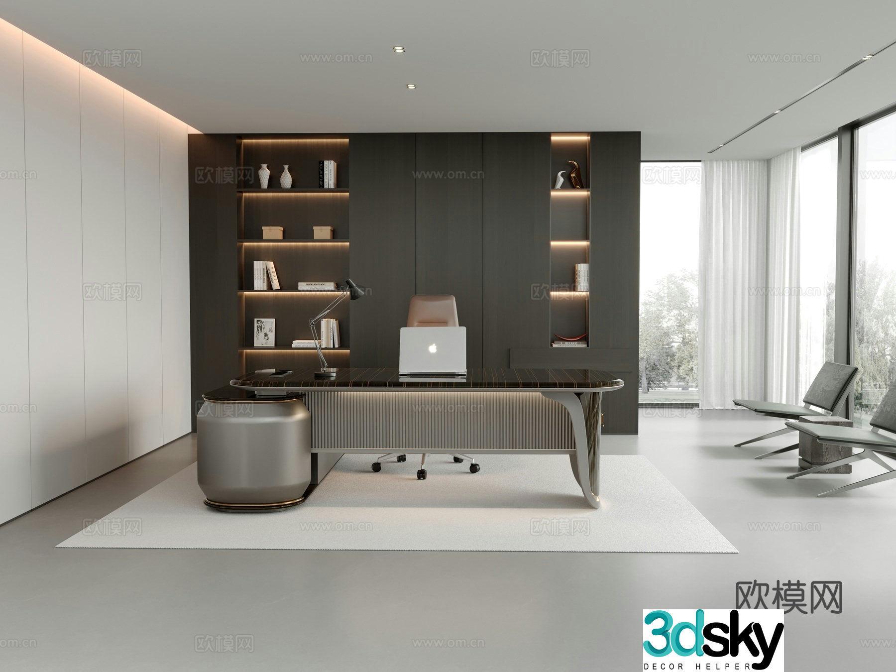 Light luxury boss desk boss office area 3D model
