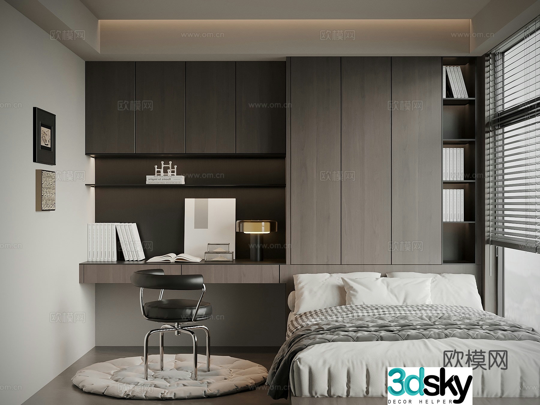 Modern Italian tatami bedroom 3d model