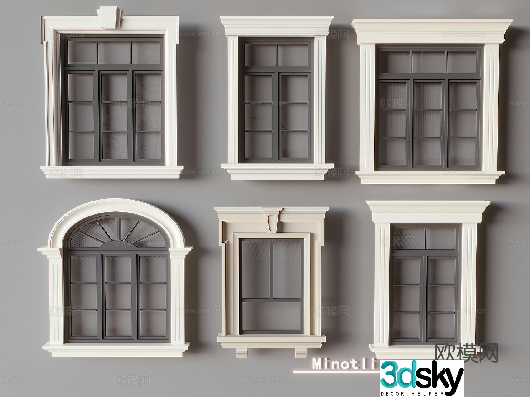 Window European style window Curved window 3D model