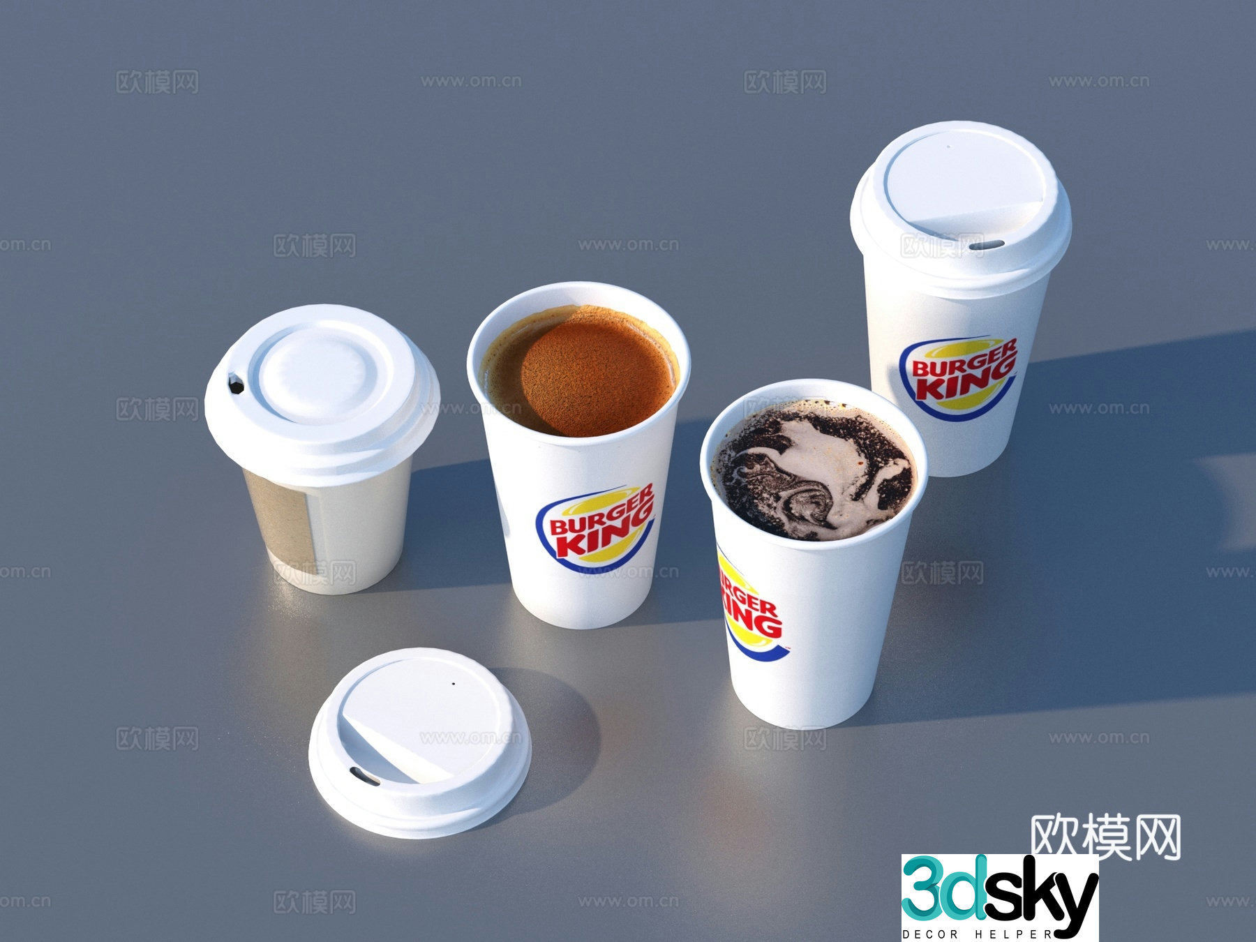 Paper cup coffee cola milk tea drink 3d model