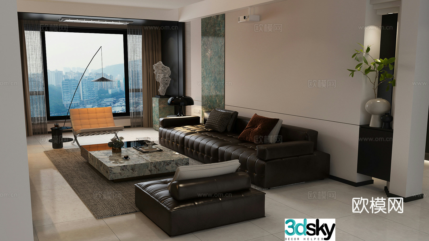 Modern Italian living room Modern Italian sofa background Modern Italian sofa combination Modern Italian sofa 3d model