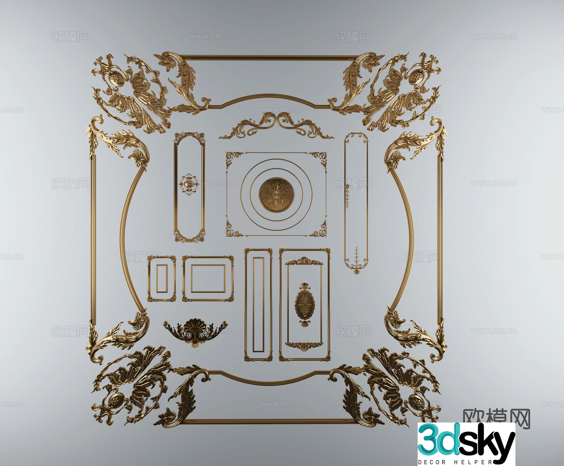 Simple European and European carving 3D model