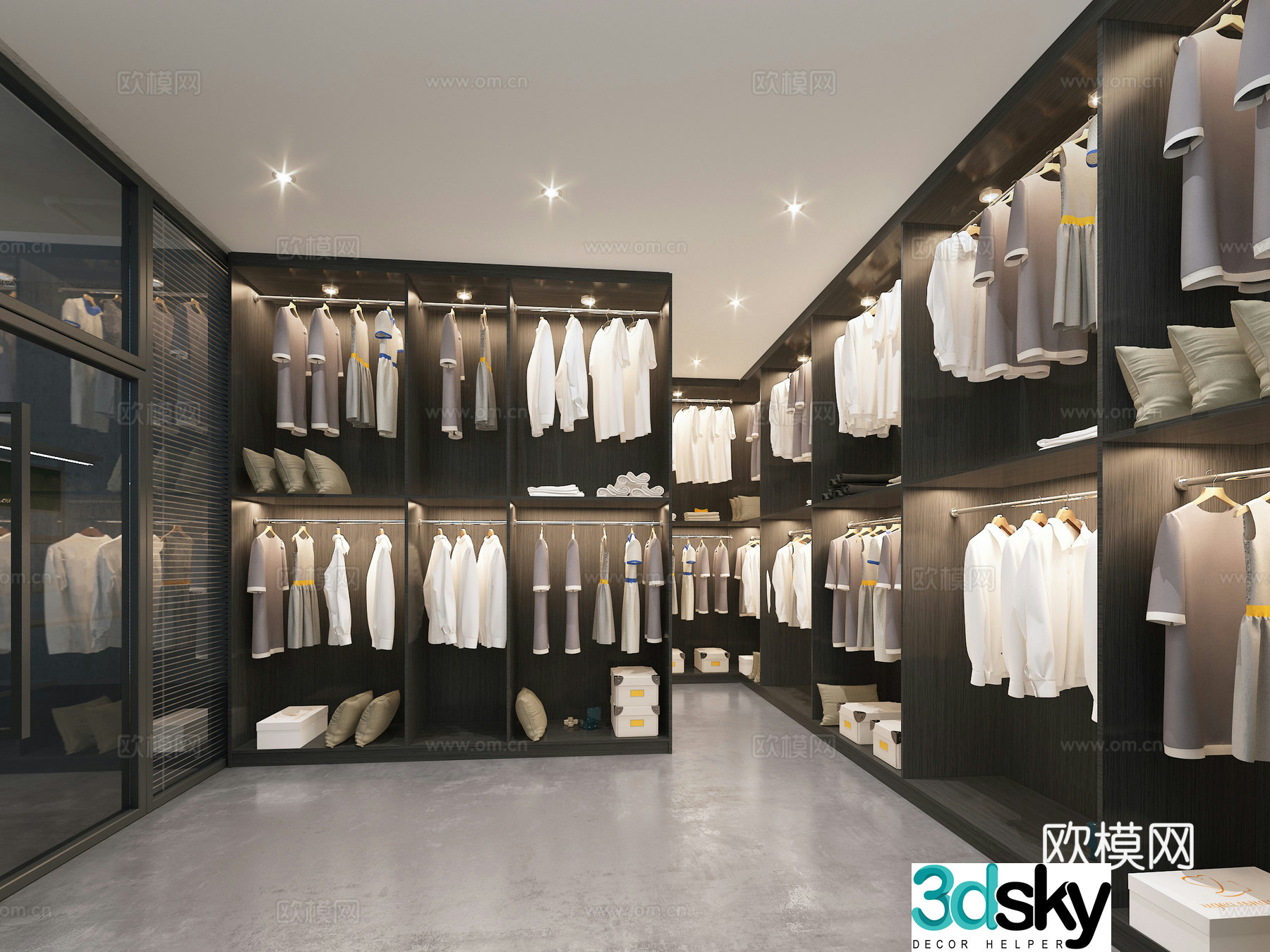Industrial style clothing factory cloakroom sample 3d model