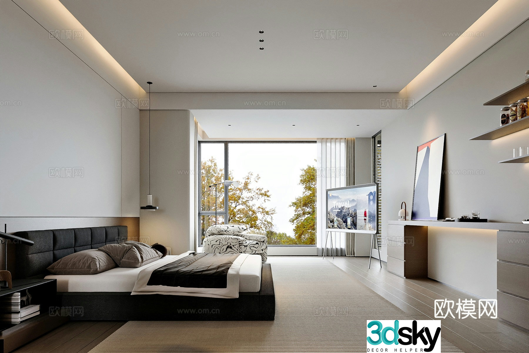 Modern style home bedroom 3d model