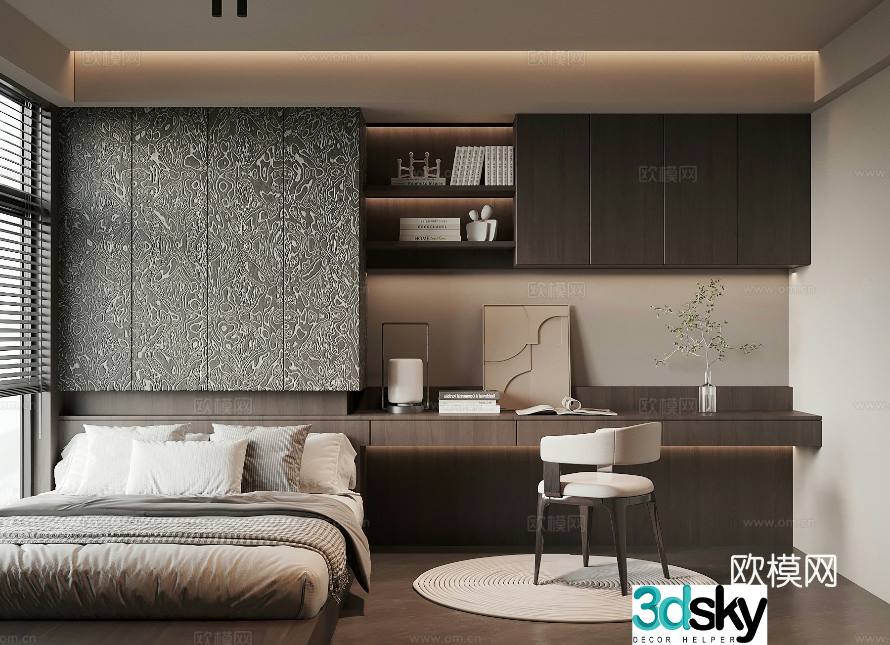 Modern Italian tatami bedroom 3d model
