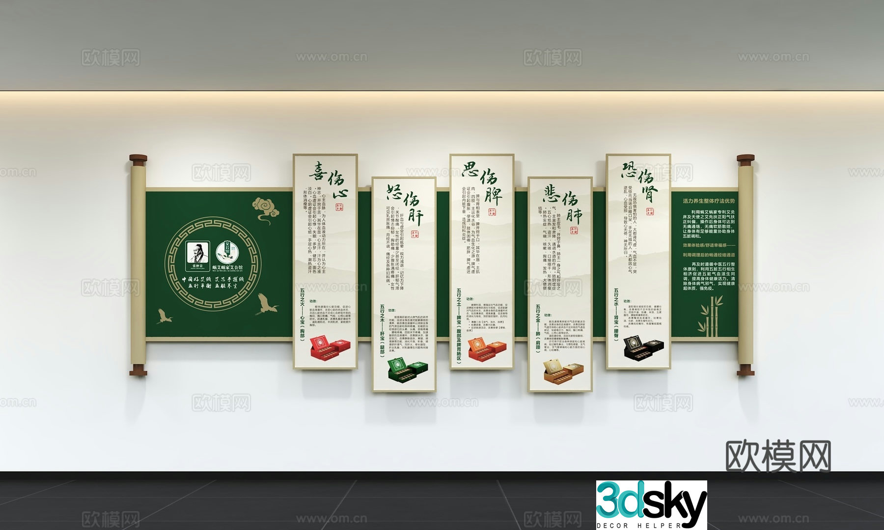 Chinese-style traditional Chinese medicine cultural wall Promote traditional Chinese medicine culture inherits traditional Chinese medicine culture medical culture wall 3D model