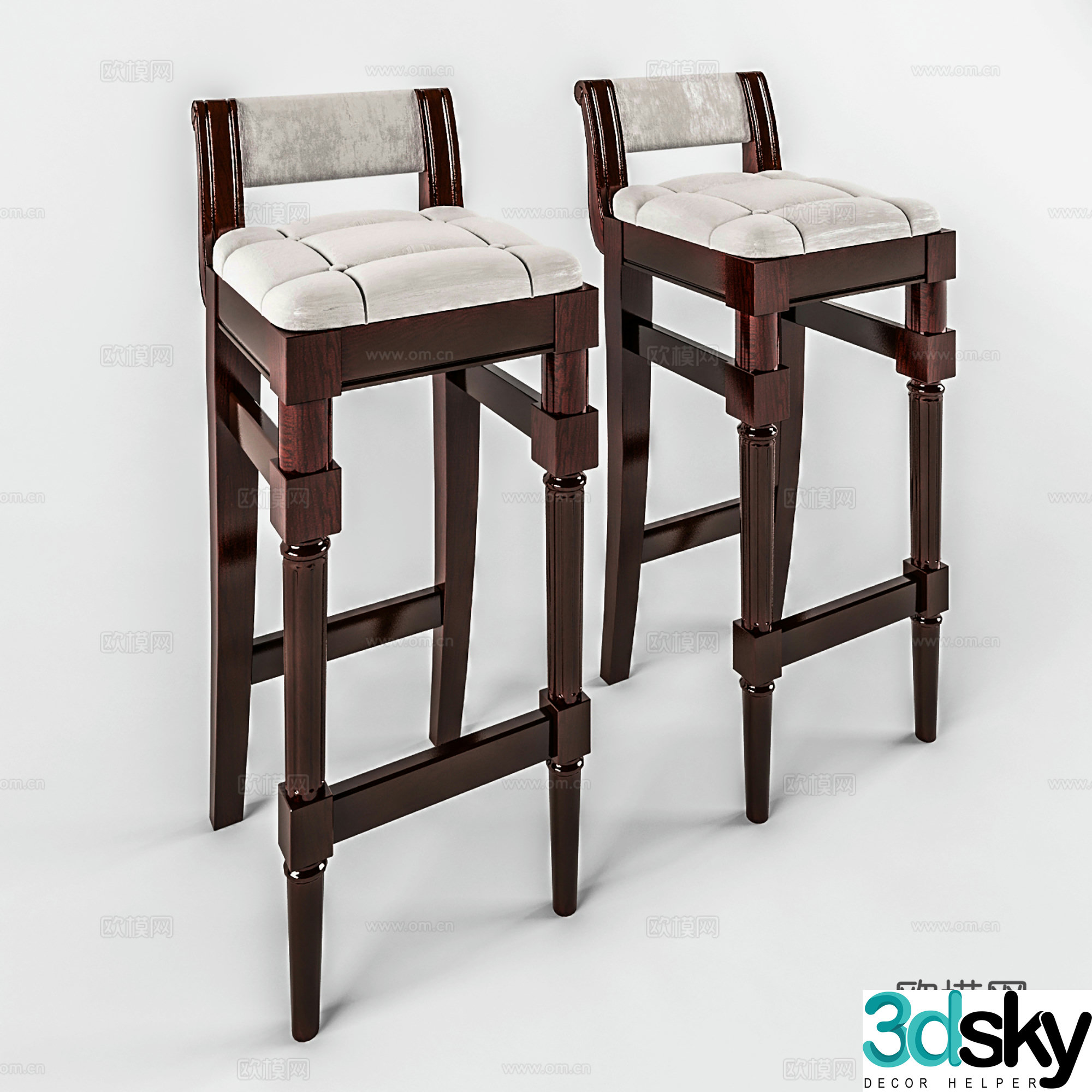 Middle style bar chair Wrought art bar chair Cafe restaurant bar chair 3D model
