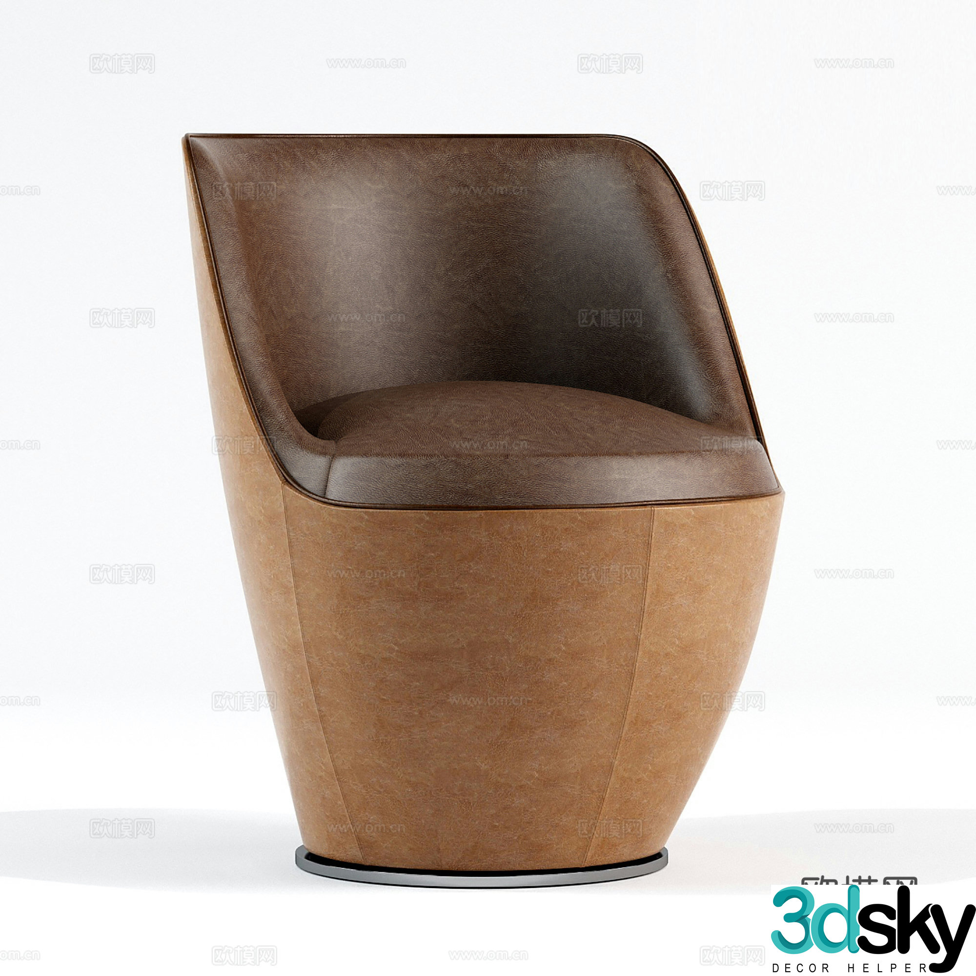 Medium style leisure chair leather chair dining chair single chair 3d model