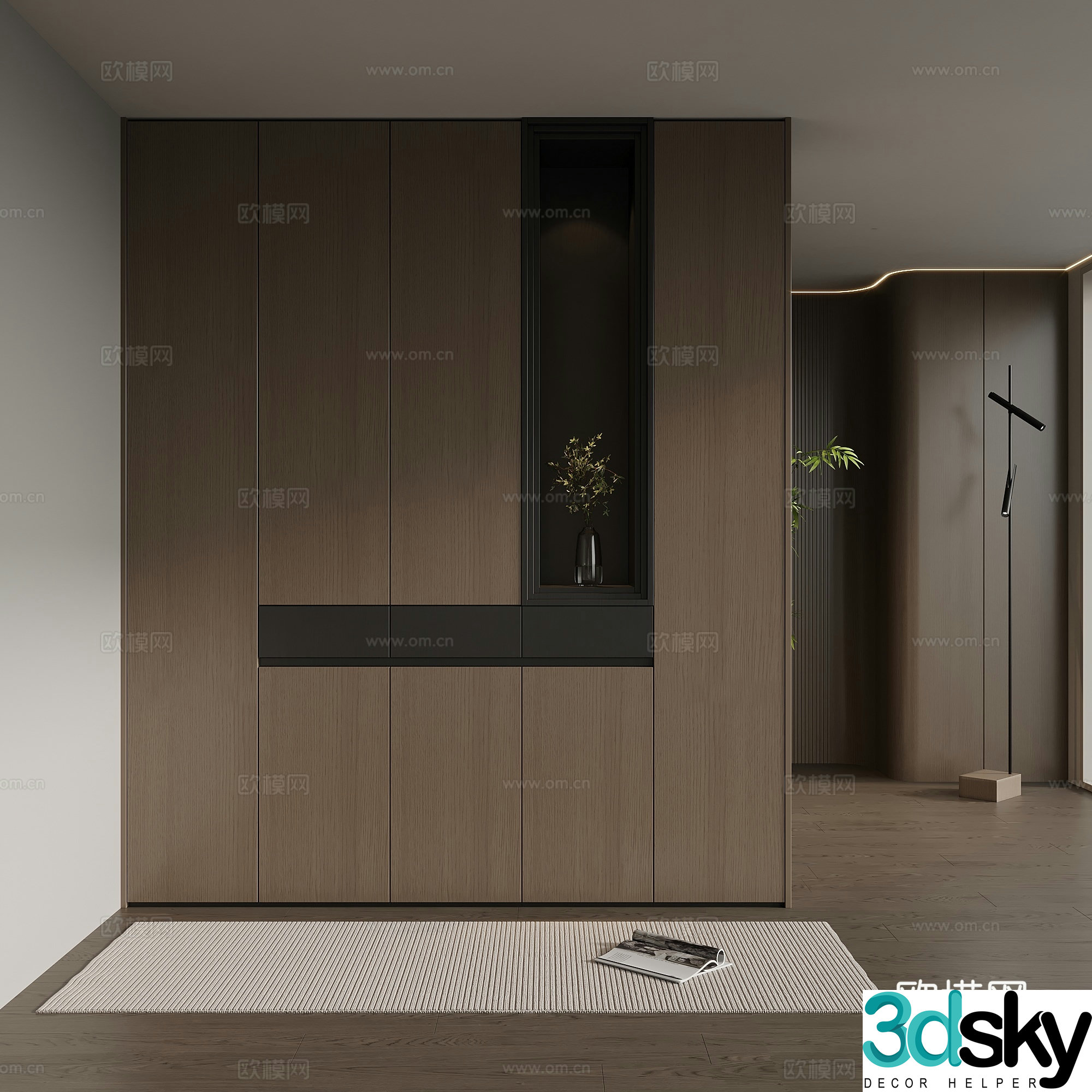 Italian minimalist porch cabinet door-entry shoe cabinet porch background 3D model