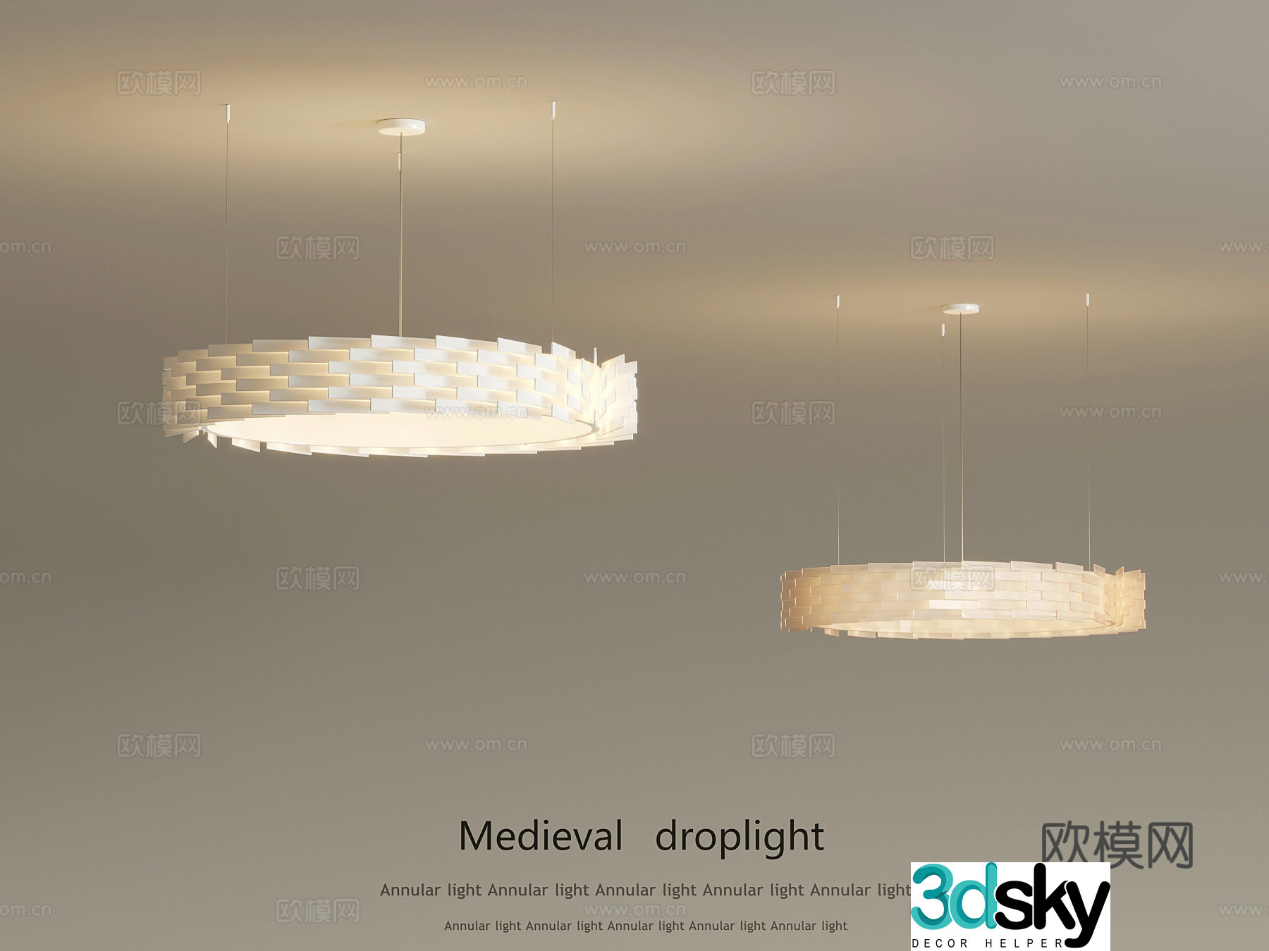 Modern Cream Style Chandelier 3d Model